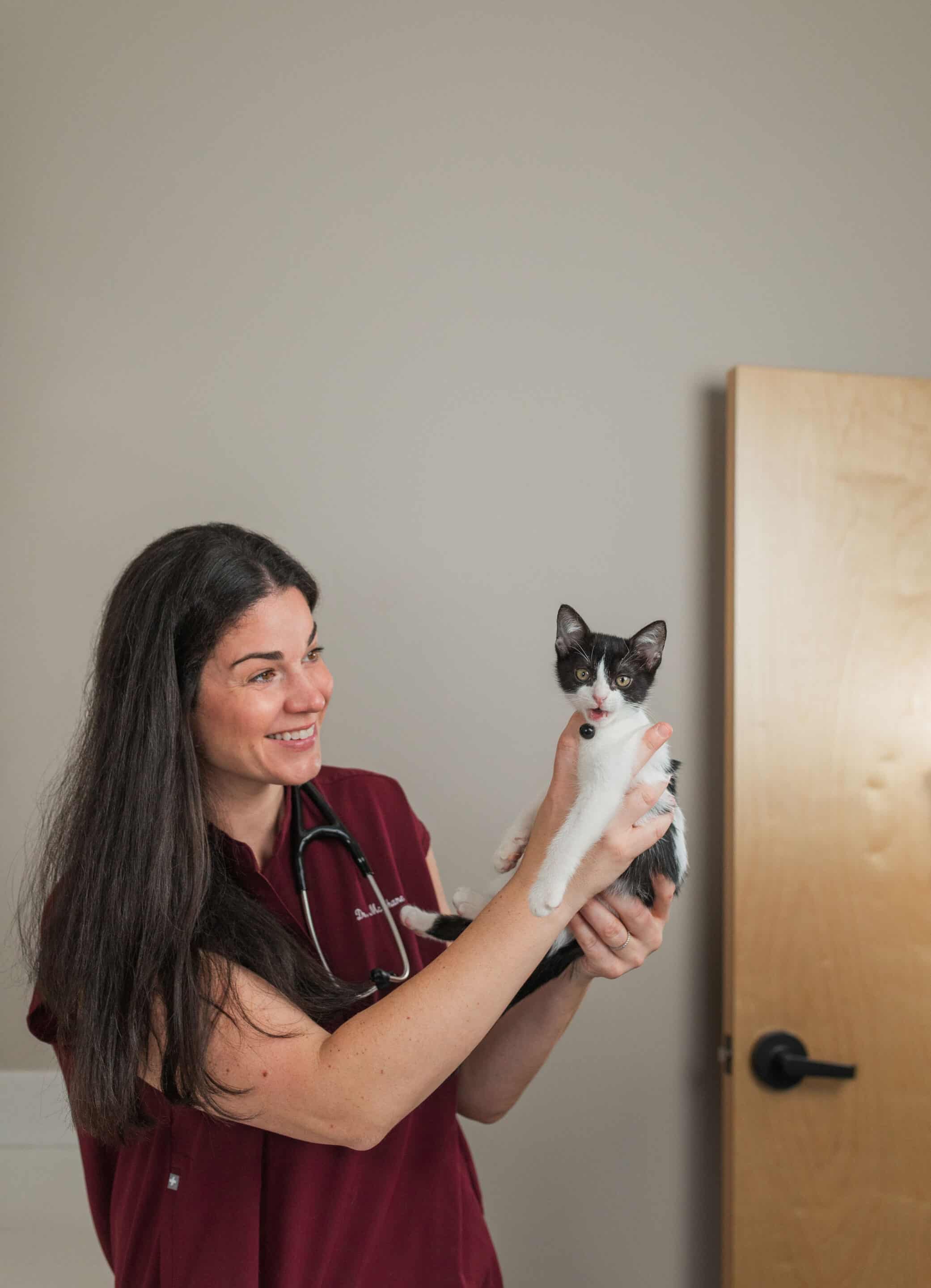 Dr. McShane holding a kitten